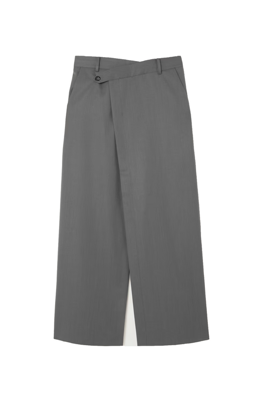 + NET SUSTAIN Asymmetric Wool-Blend Twill Maxi Wrap-Effect Skirt