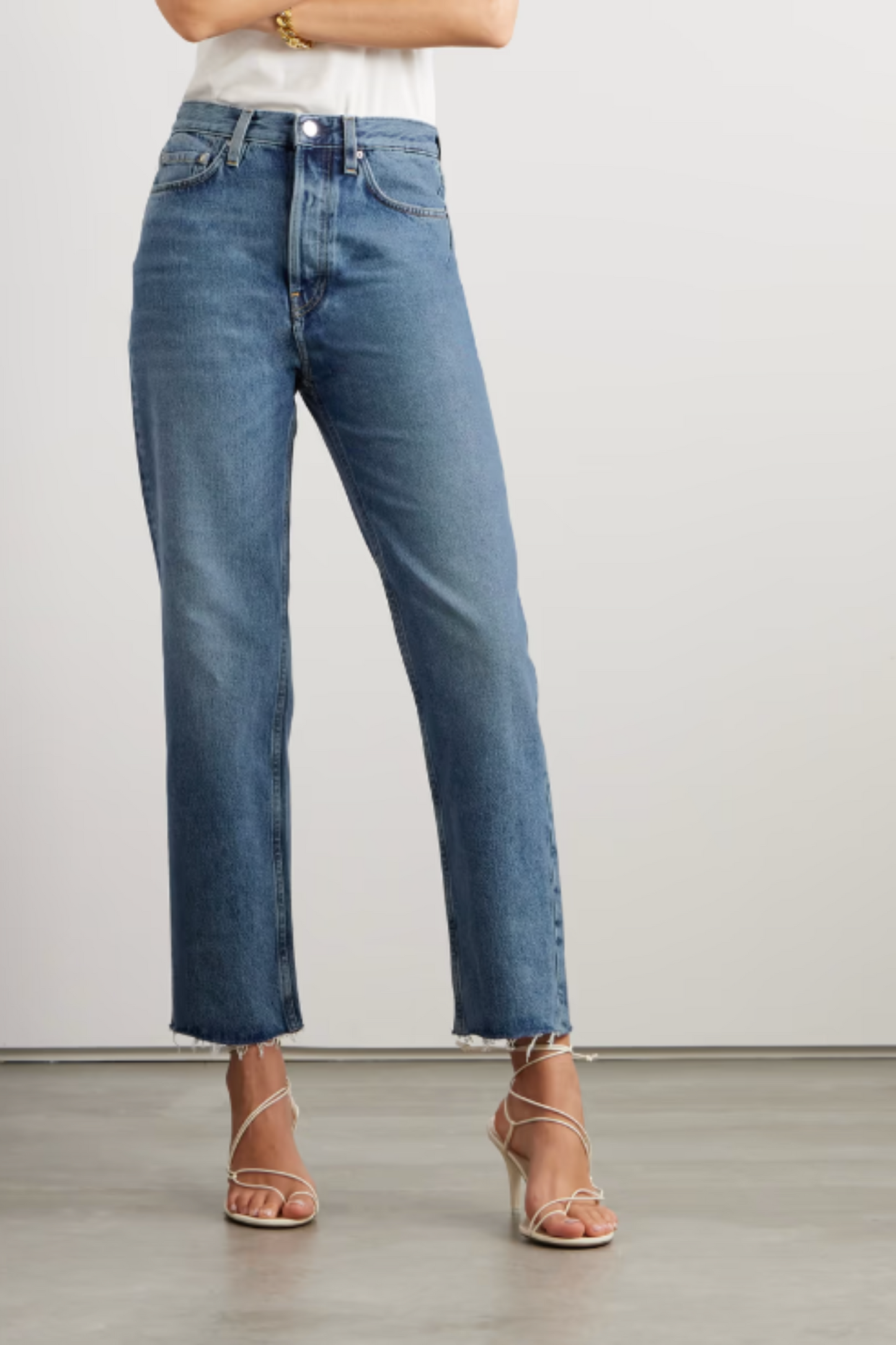 + NET SUSTAIN Mid Denim Classic Cut High-rise Straight-leg Organic Jeans
