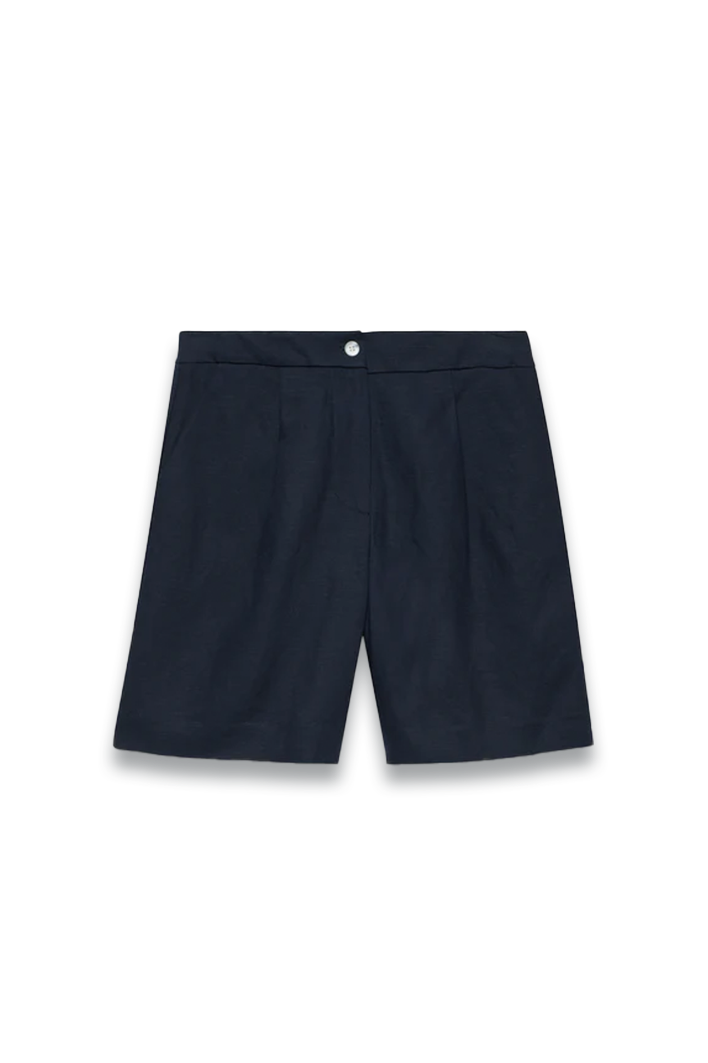 Navy Linen Blend Tailored Shorts