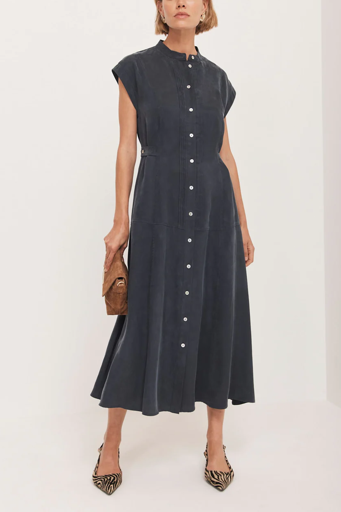 Navy Utility Midi Dress