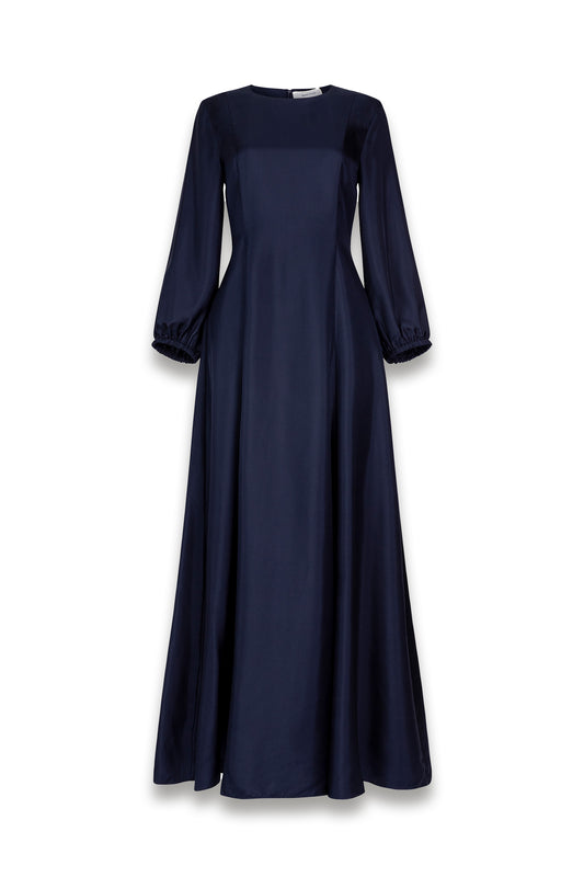 Chloe- Midnight Navy Silk Twill Dress