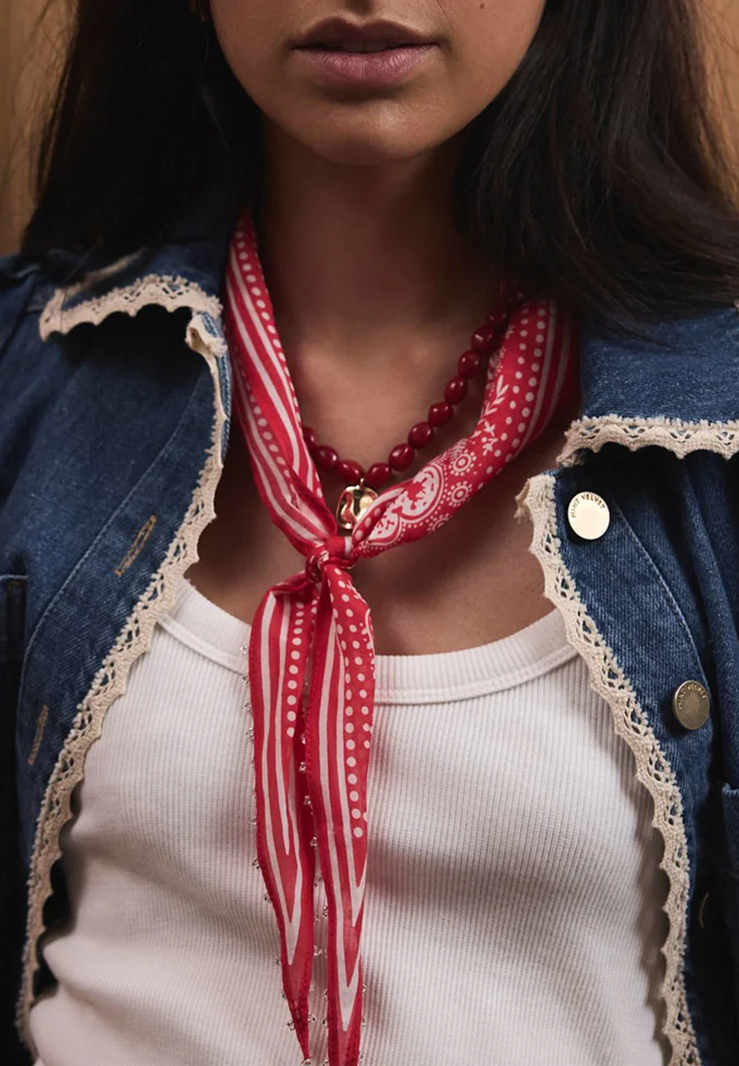 Red-beaded Charm Necklace
