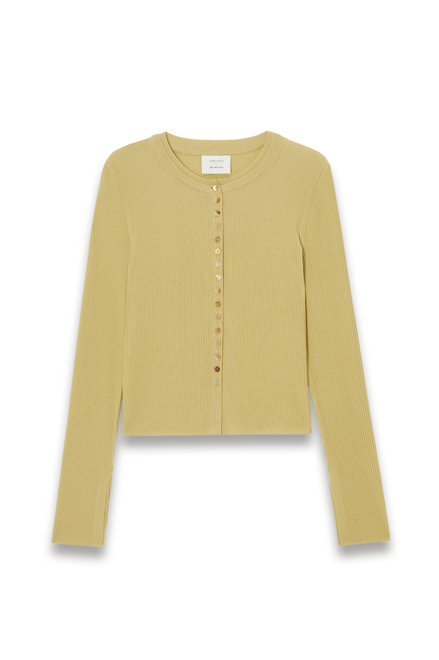 Merino Wool Rich Rib Knit Button Detail Cardigan