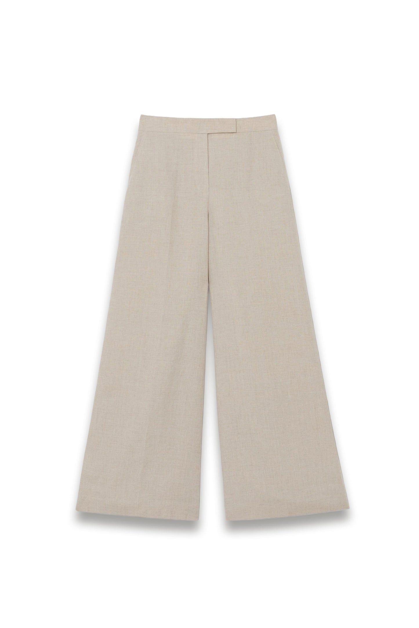 Linen Wide-Leg Suit Trousers in Neutral