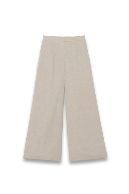 Linen Wide-Leg Suit Trousers in Neutral