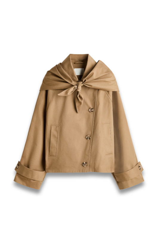 Short Trench Coat with Scarf
