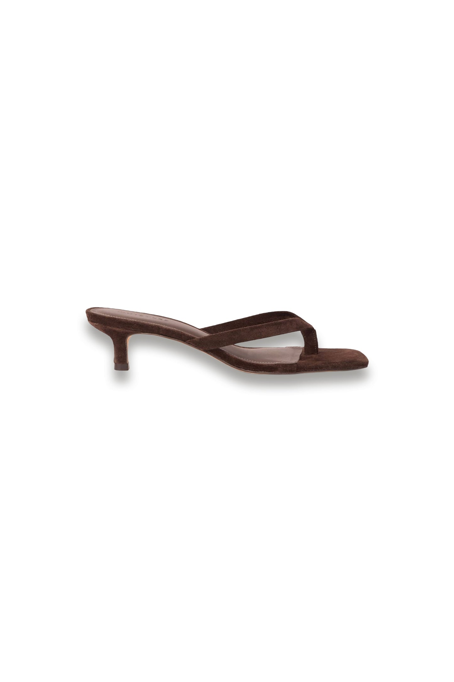 Chocolate Suede Toe Post Heeled Mule