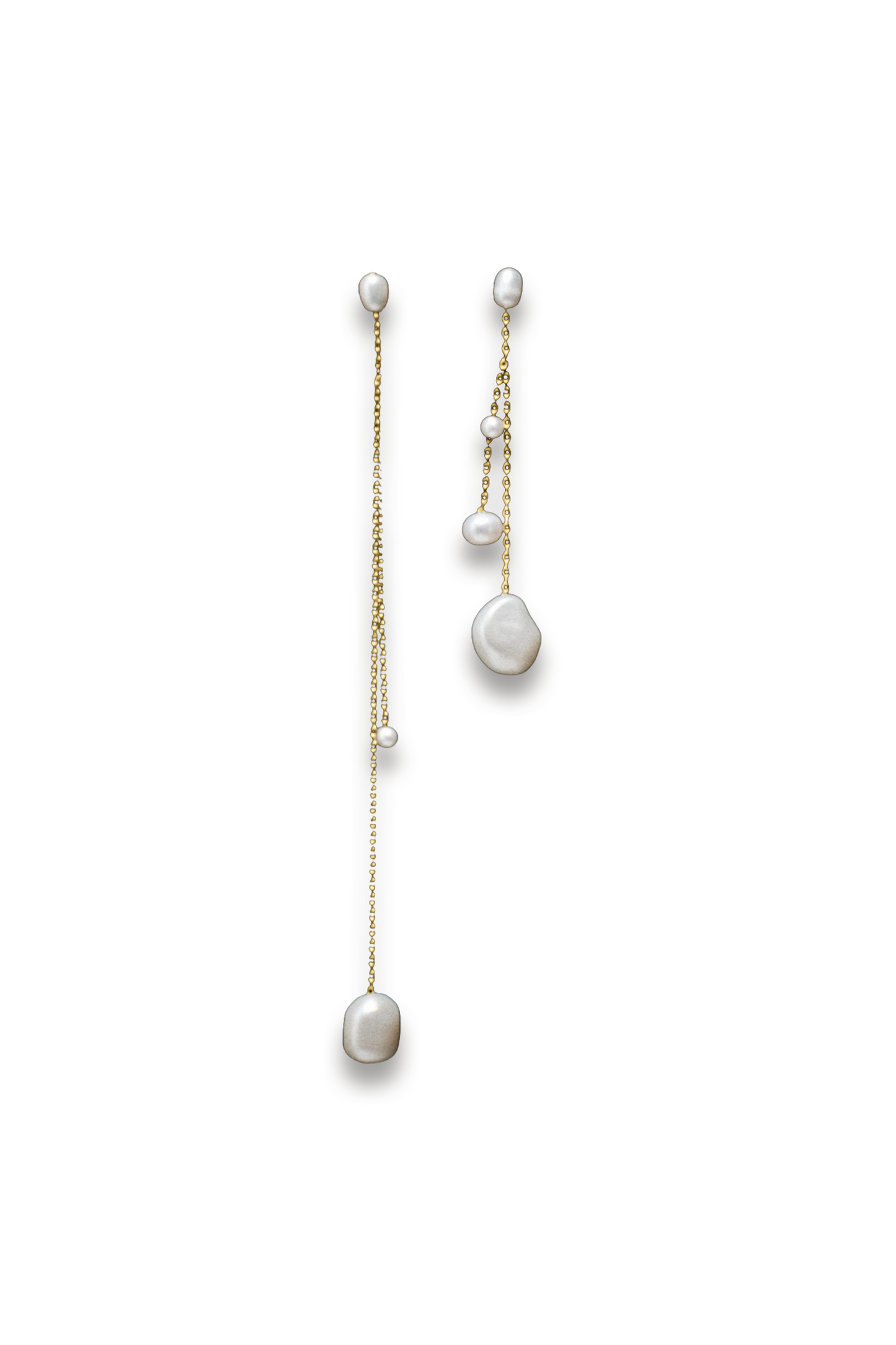 Mis-Matched Chain Fresh Water Pearl Earrings
