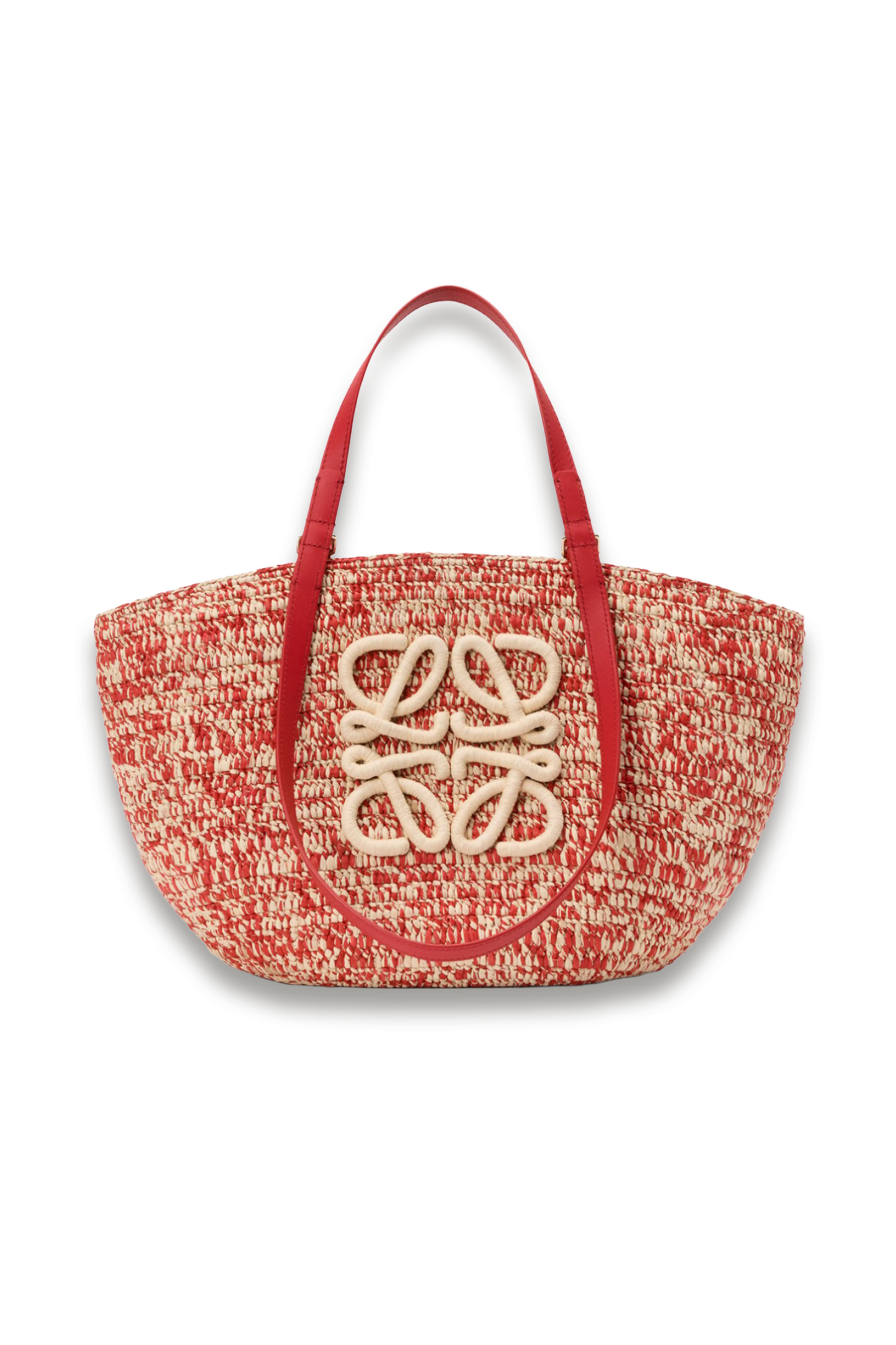 Medium Eclipse Basket in Raffia and Calfskin
