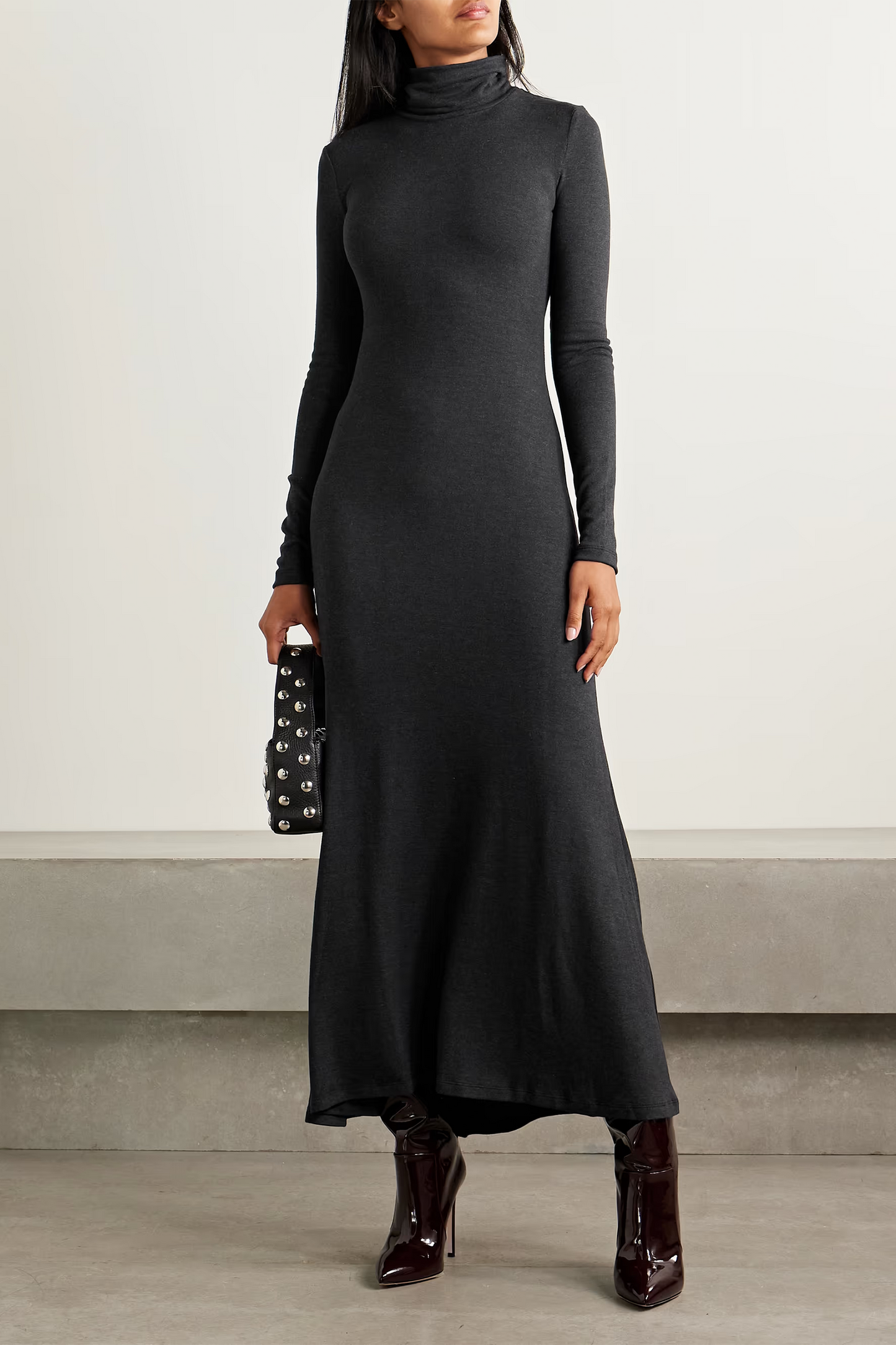 Vanya Modal-blend Jersey Turtleneck Maxi Dress