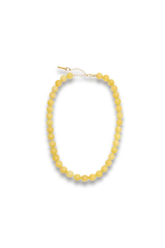 Pale Yellow Large Sphere Bead Necklace