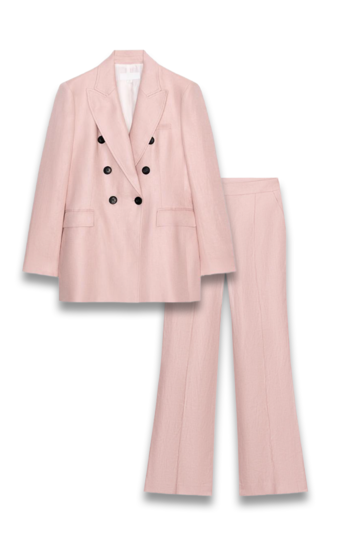 Linen Double-Breasted Blazer and Straight Trousers