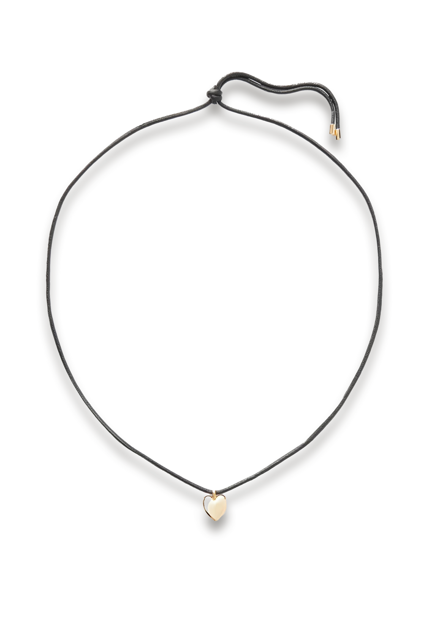 Puffy Heart Gold-plated and Leather Choker