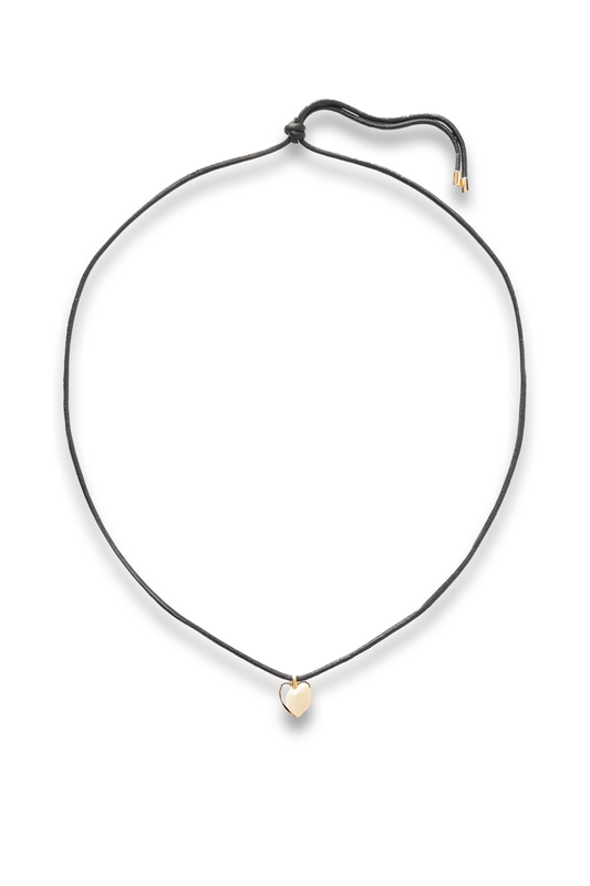 Puffy Heart Gold-plated and Leather Choker