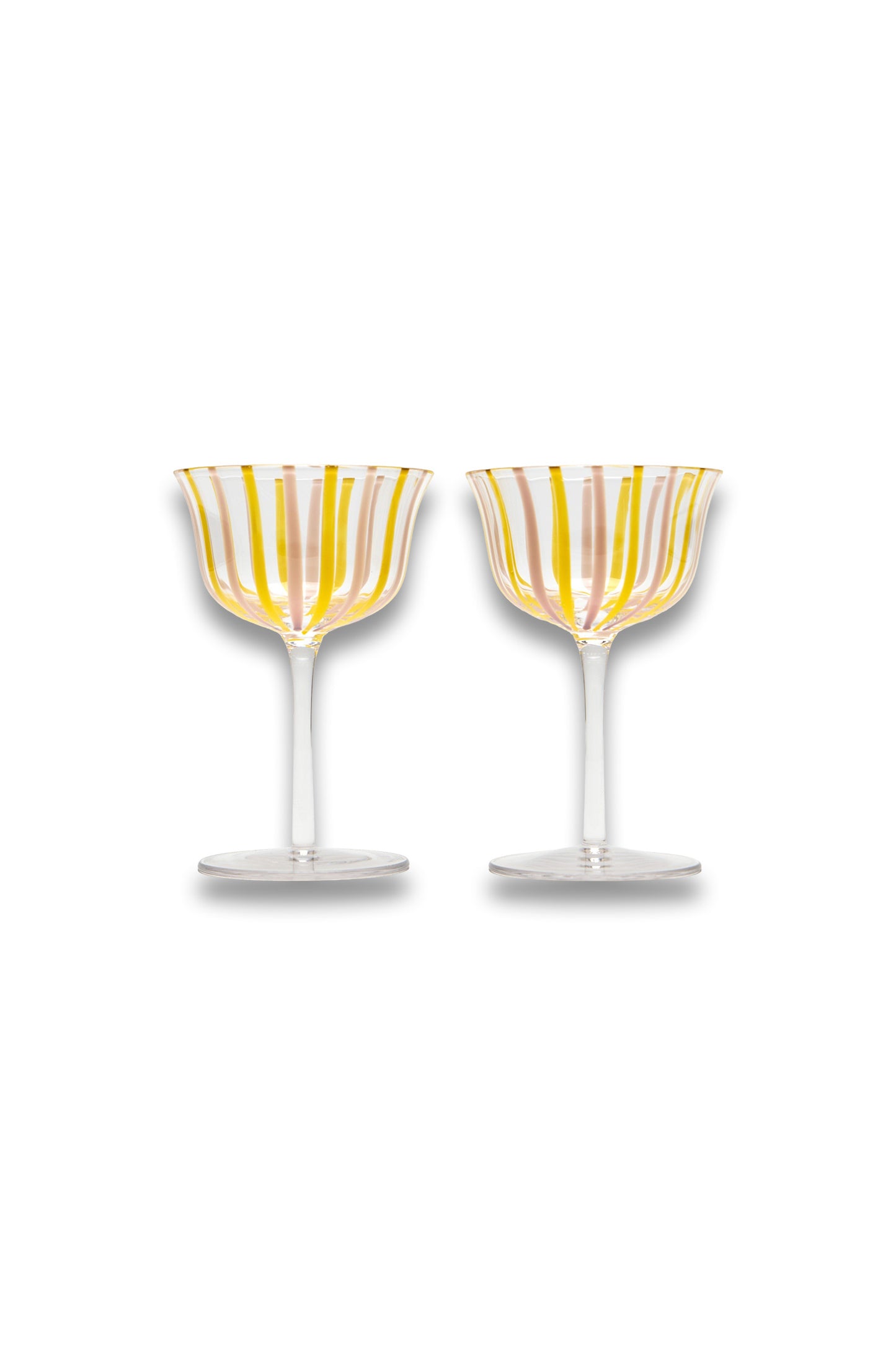 Striped Glass Coupes Set of Two