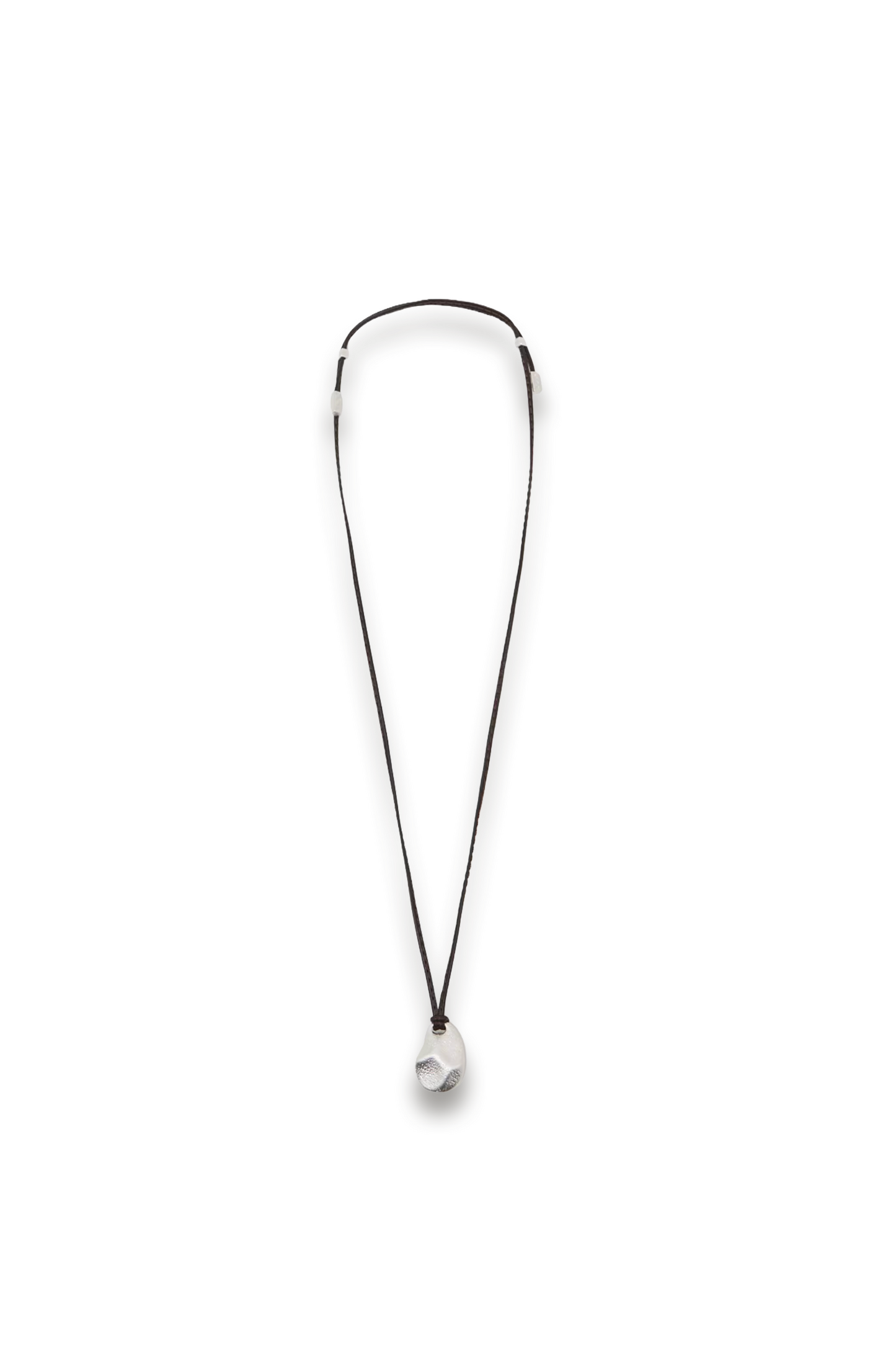 Small Cord Pendant Necklace in Silver Tone