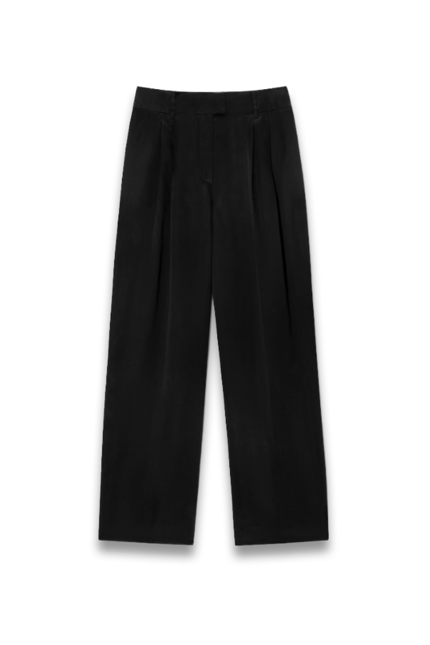 Satin Pleat Detail Wide Leg Trousers