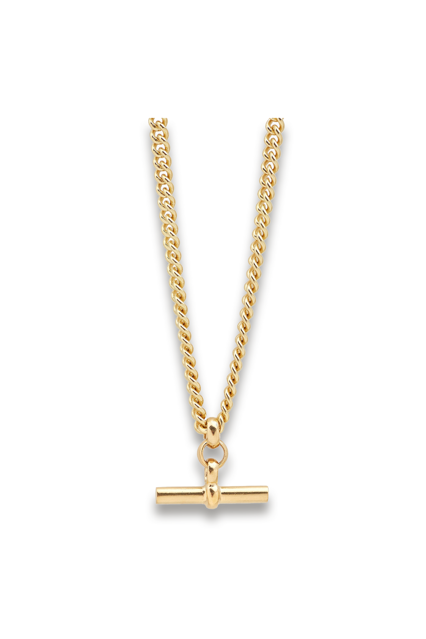 Gold T-bar Curb Link Necklace