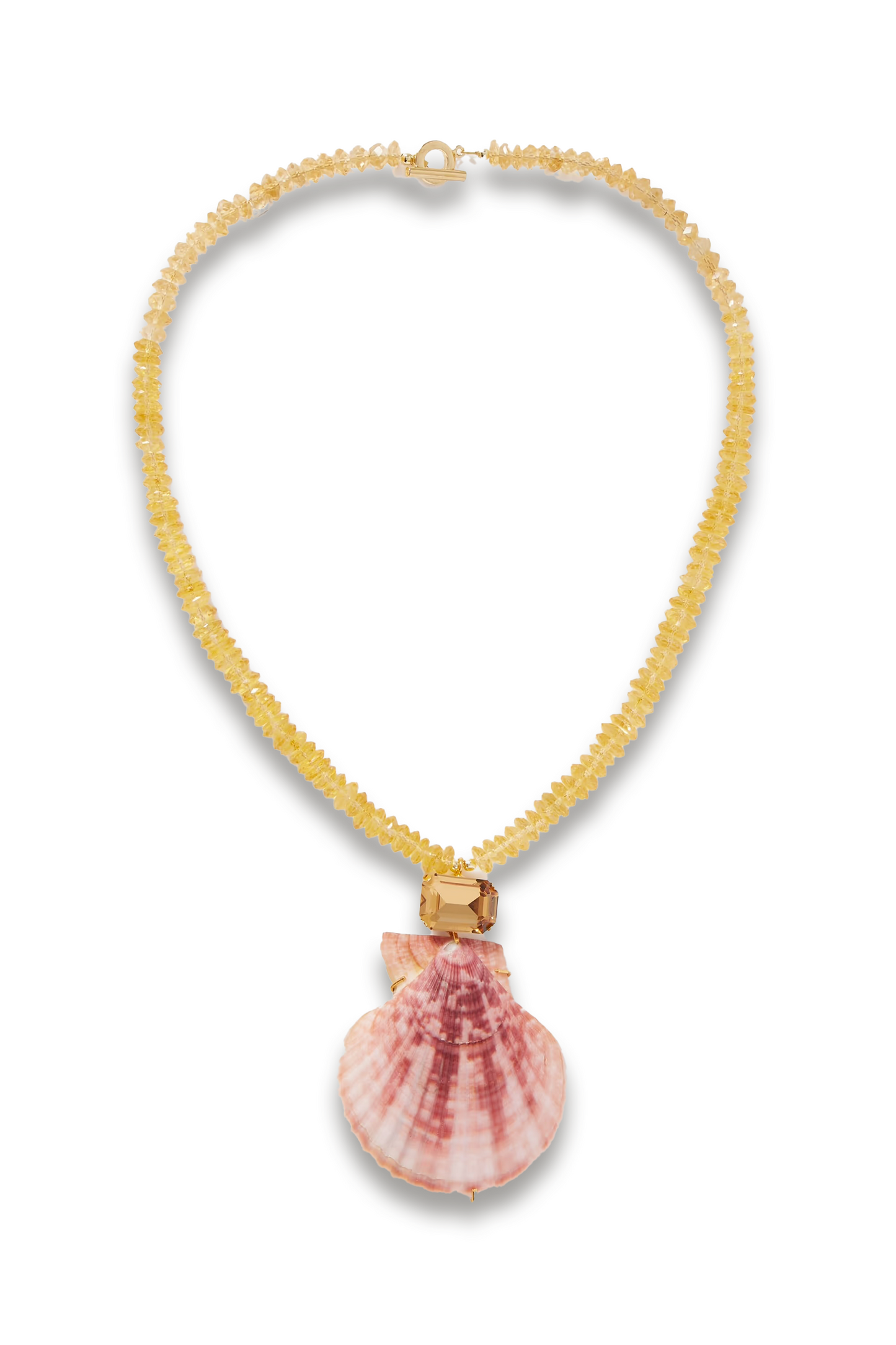 Roma Gold-plated, Citrine, Shell and Crystal Necklace