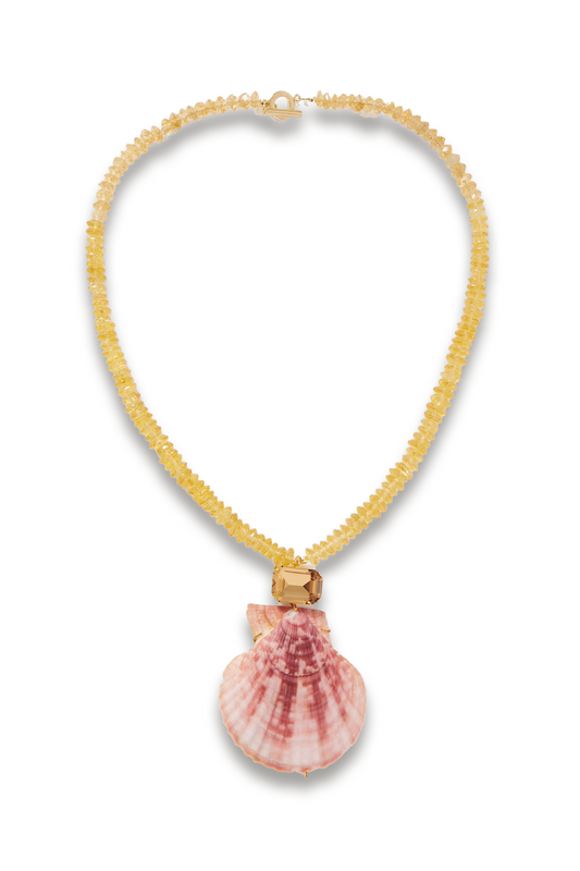 Roma Gold-plated, Citrine, Shell and Crystal Necklace