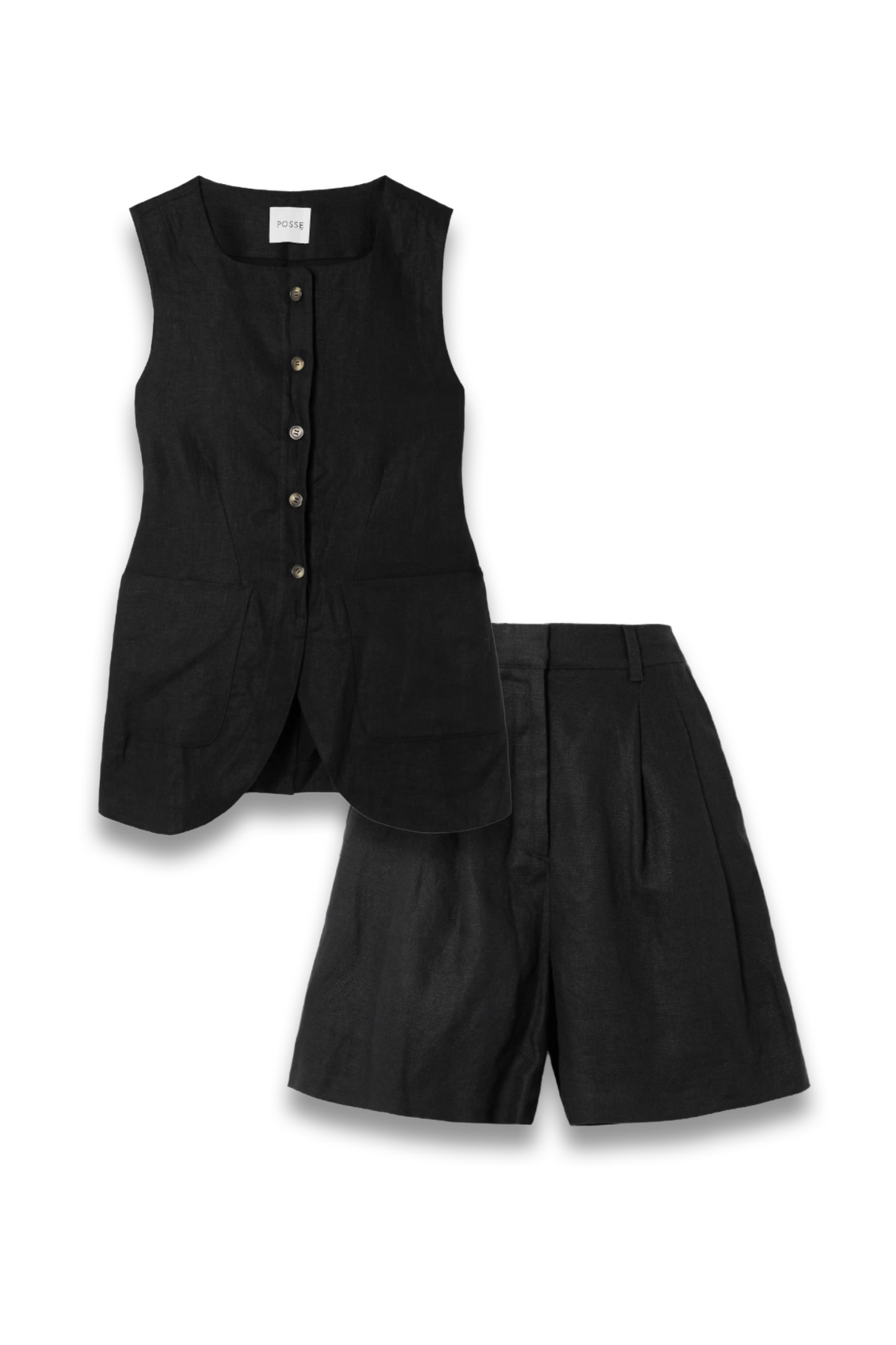 Emma Linen Vest and Marchello Pleated Linen Shorts