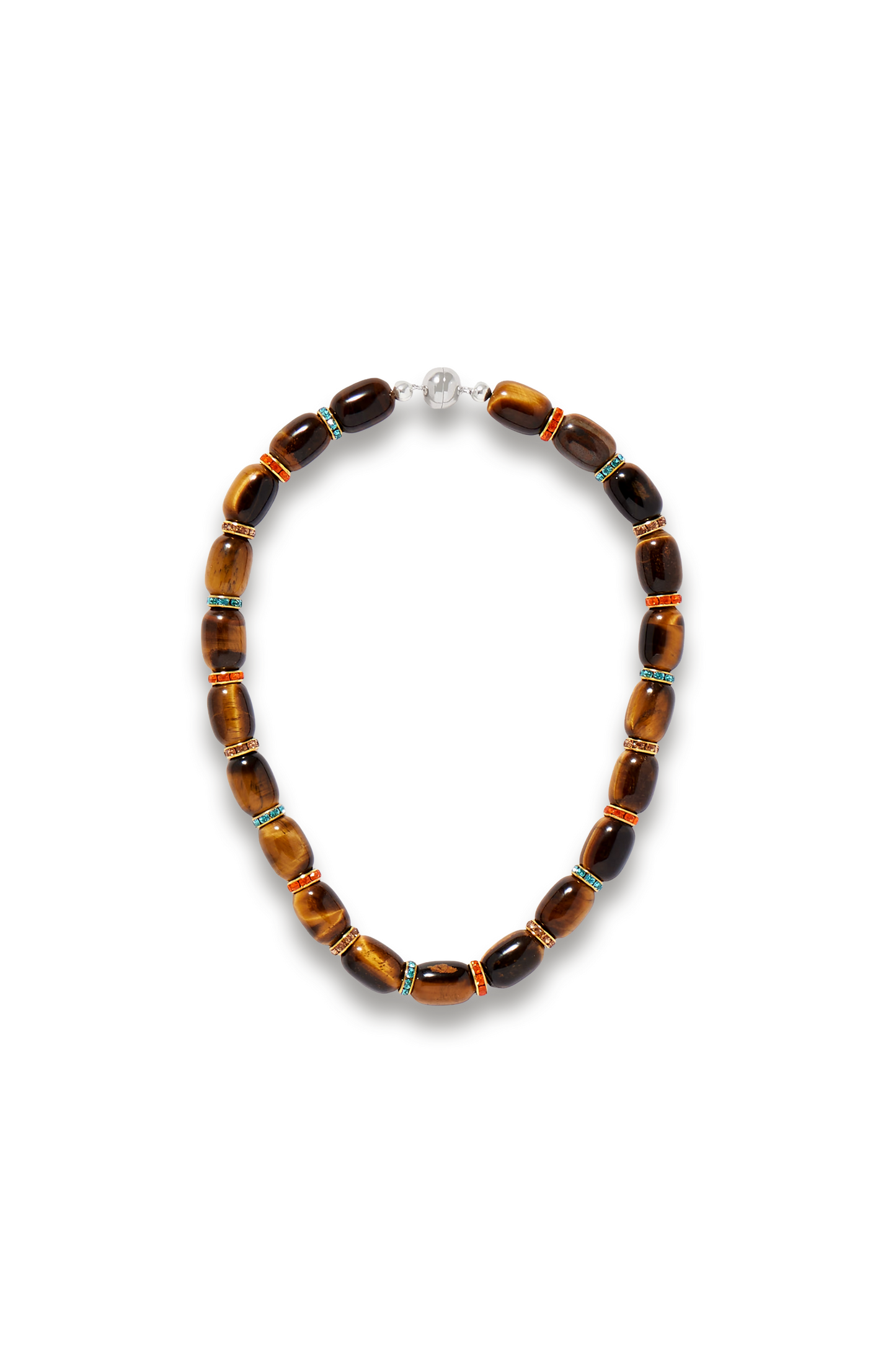 Donna Gold-tone Tiger's Eye and Crystal Necklace