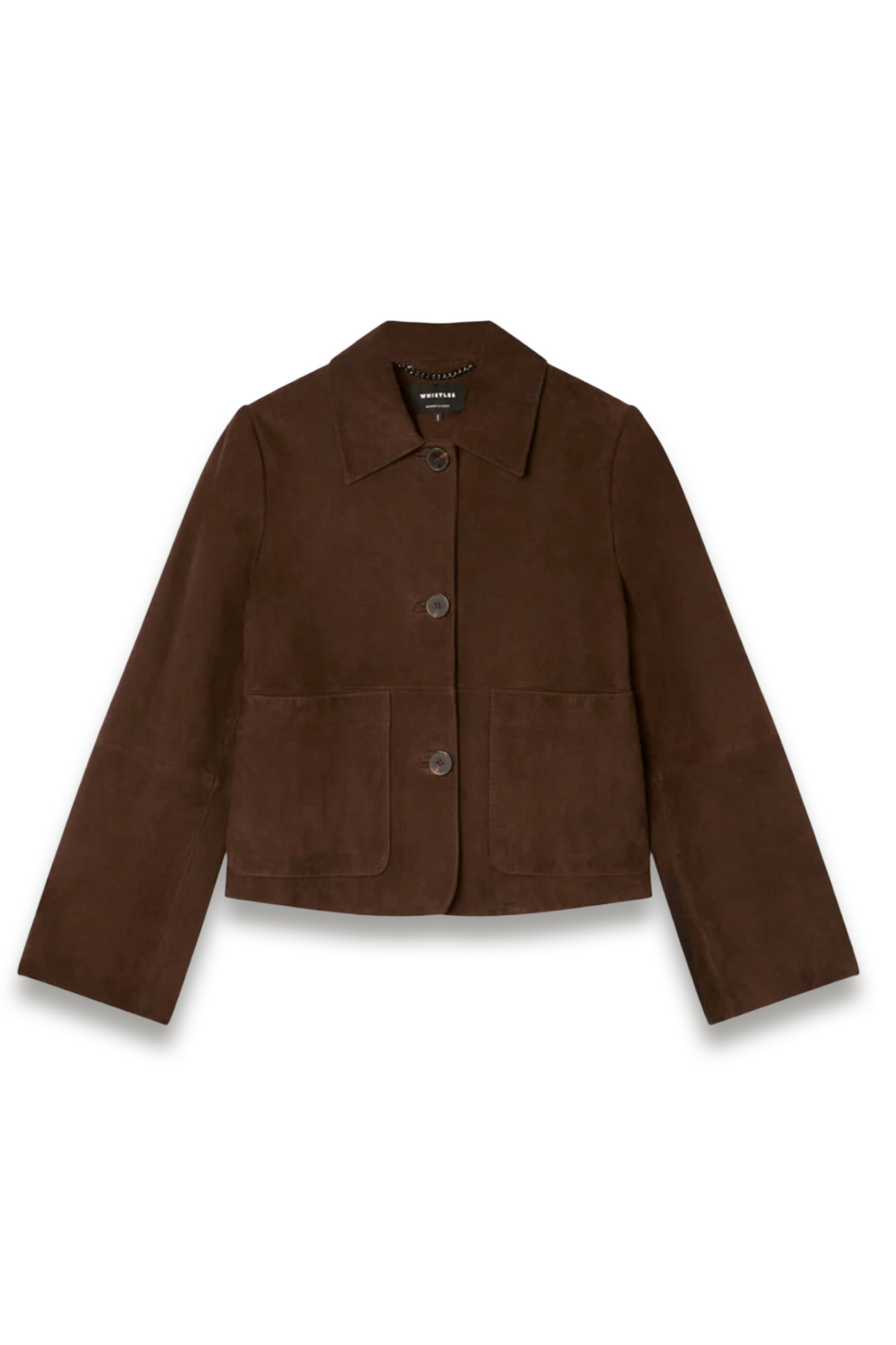 Chocolate Button Cropped Suede Jacket