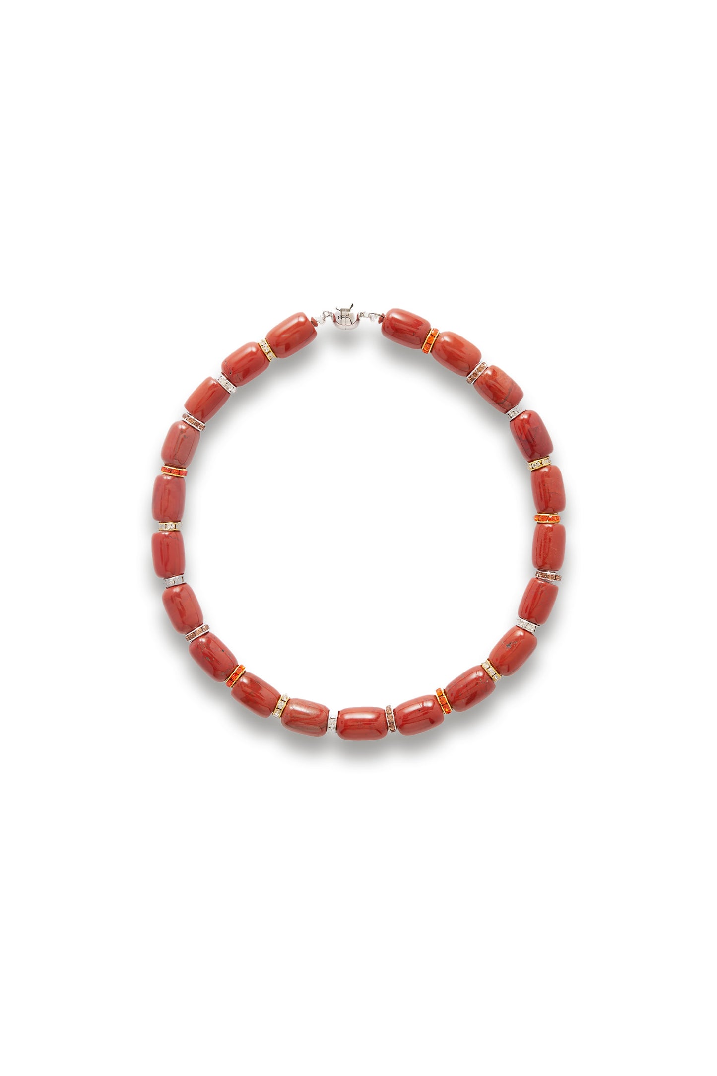 Rhodium-plated jasper necklace