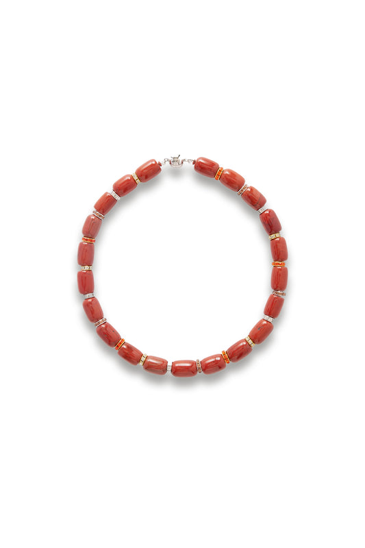 Rhodium-plated jasper necklace