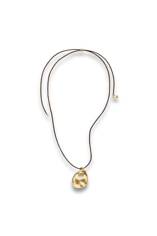 Grommet Pendant Necklace with Leather Cord