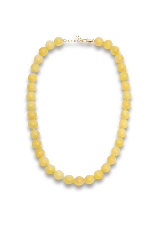 Pale Yellow Large Sphere Bead Necklace