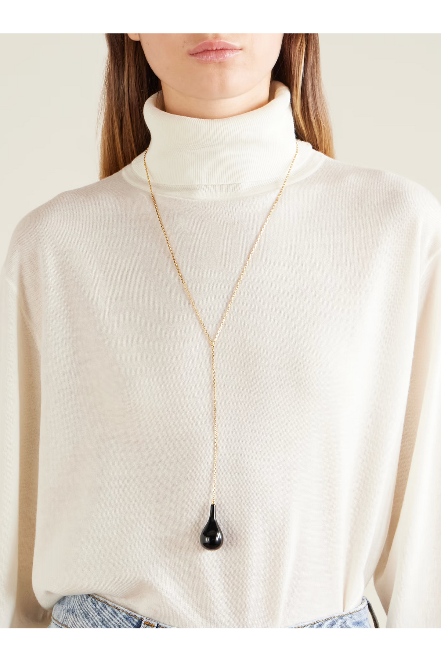 Gold-plated, Onyx and Swarovski Crystal Necklace