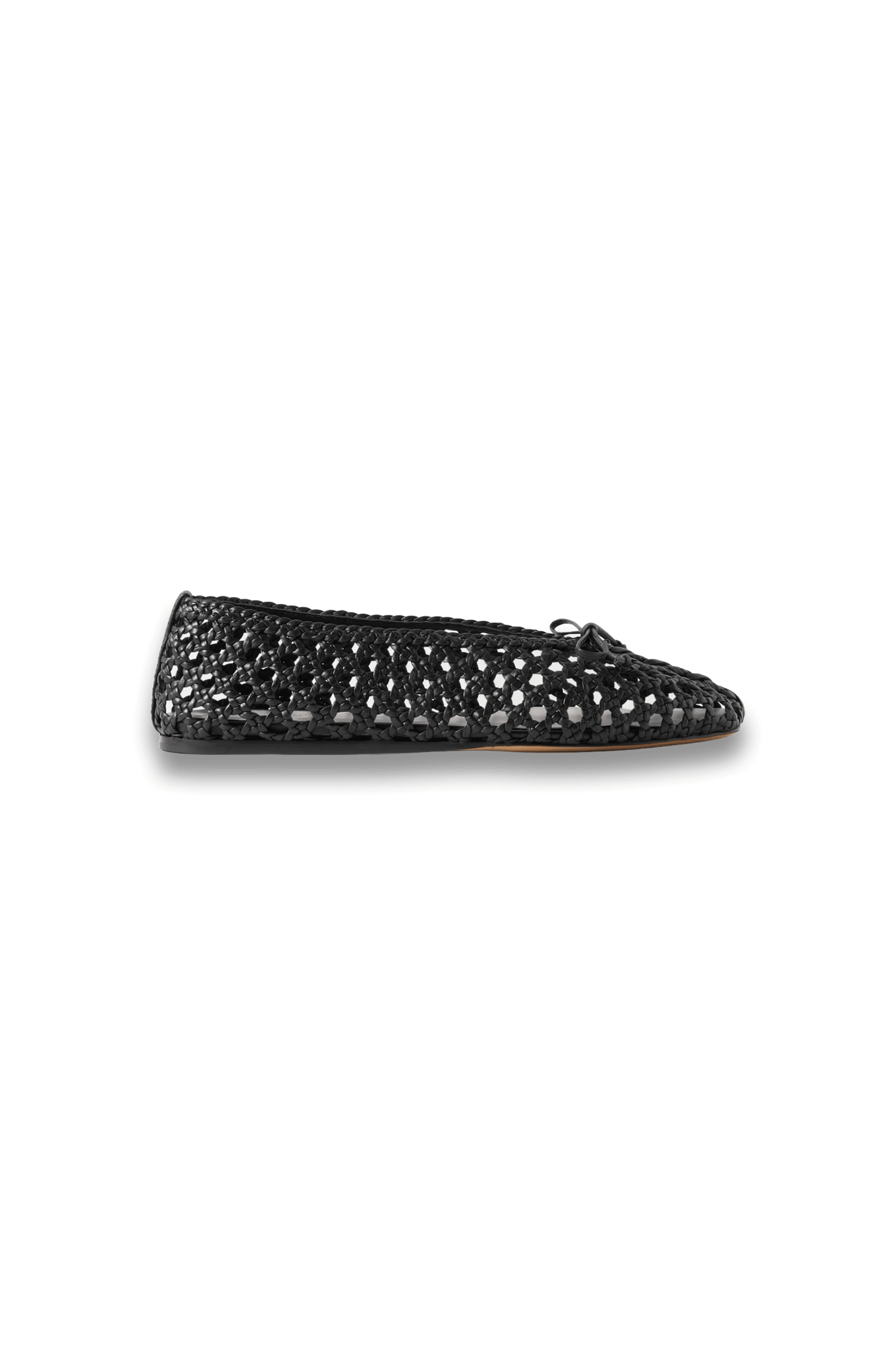 Regency Bow-Embellished Woven Leather Ballet Flats