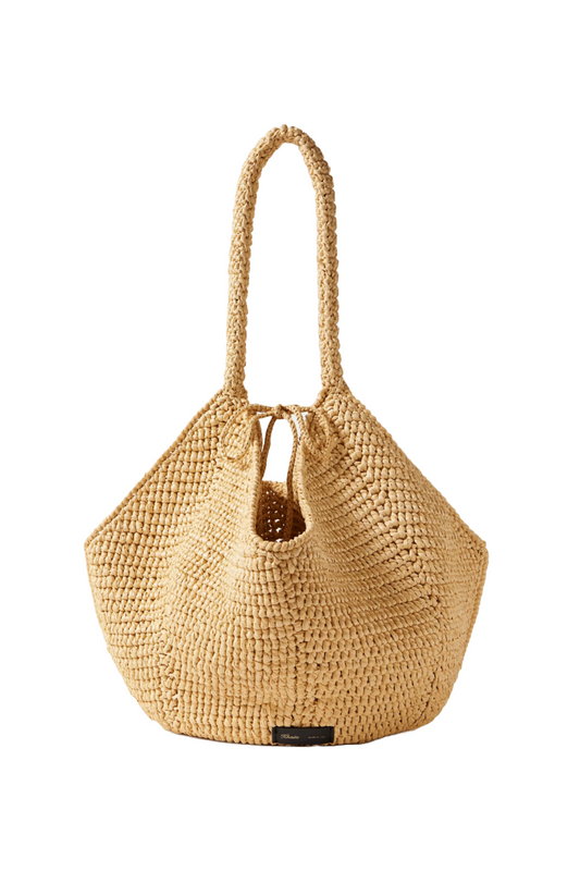 Neutral Lotus Medium Raffia Tote