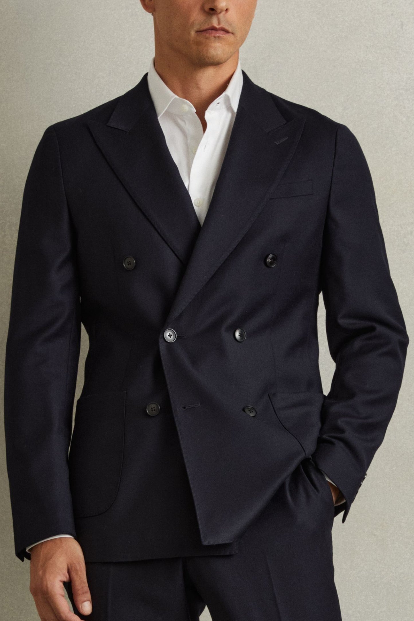 Wool-blend Double-breasted Suit Jacket