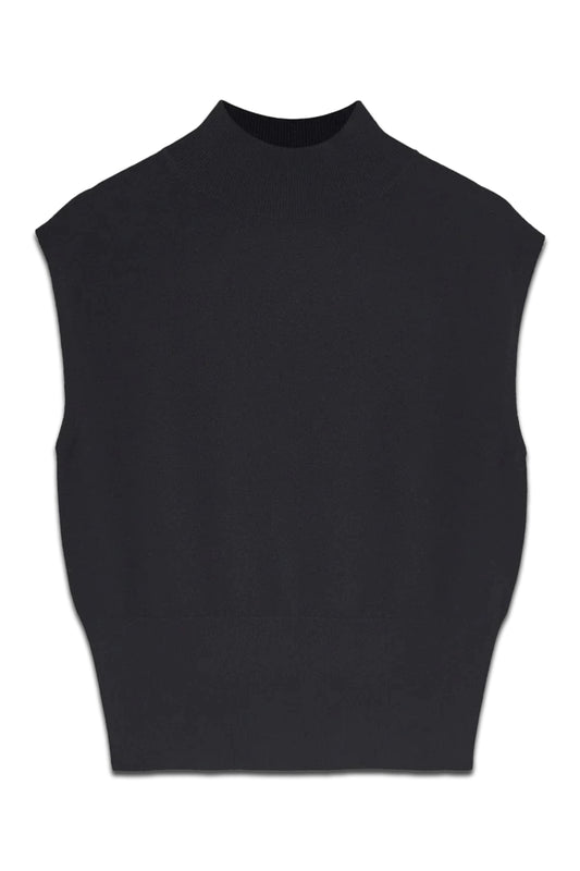 Black Cotton Blend Knit Top