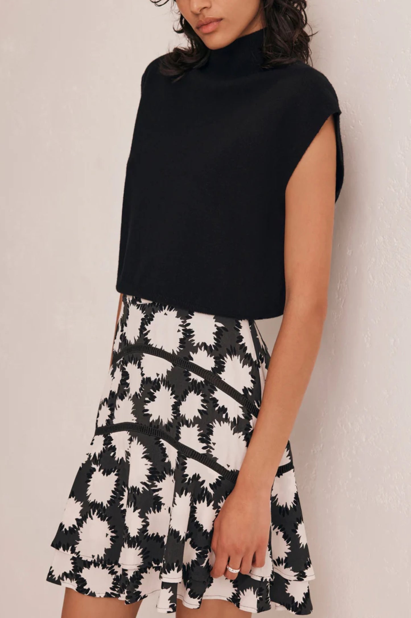 Black Cotton Blend Knit Top