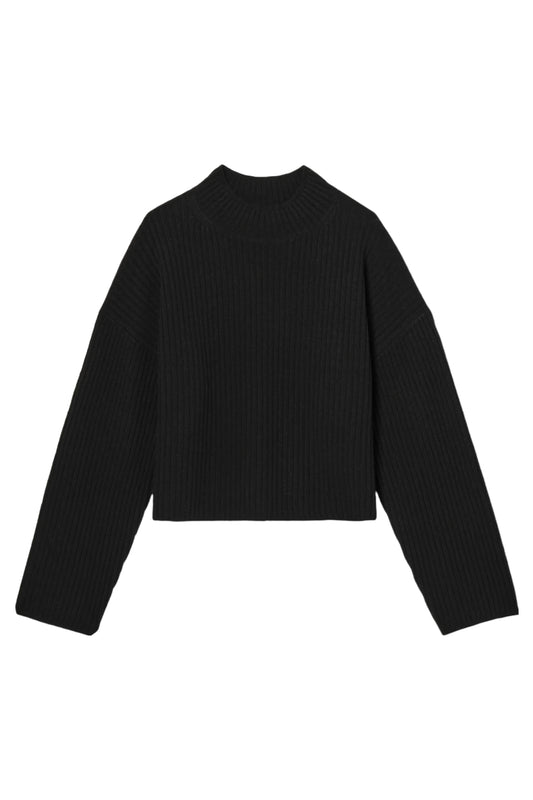 Idesia Black Ribbed Wool Sweater