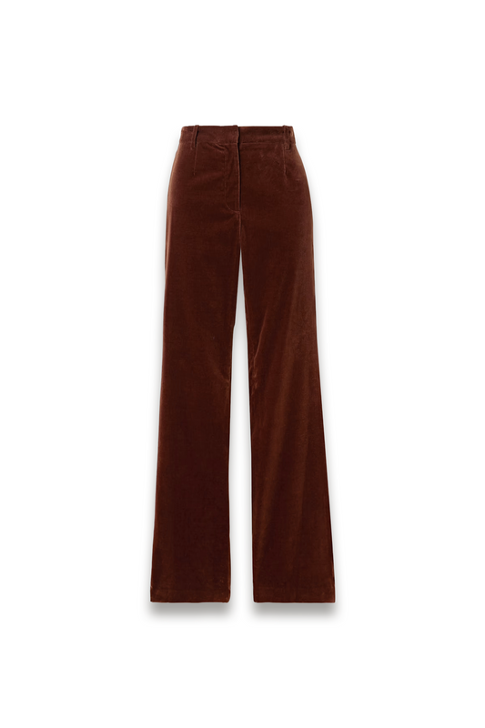 Corette Cotton-Blend Velvet Straight-Leg Pants