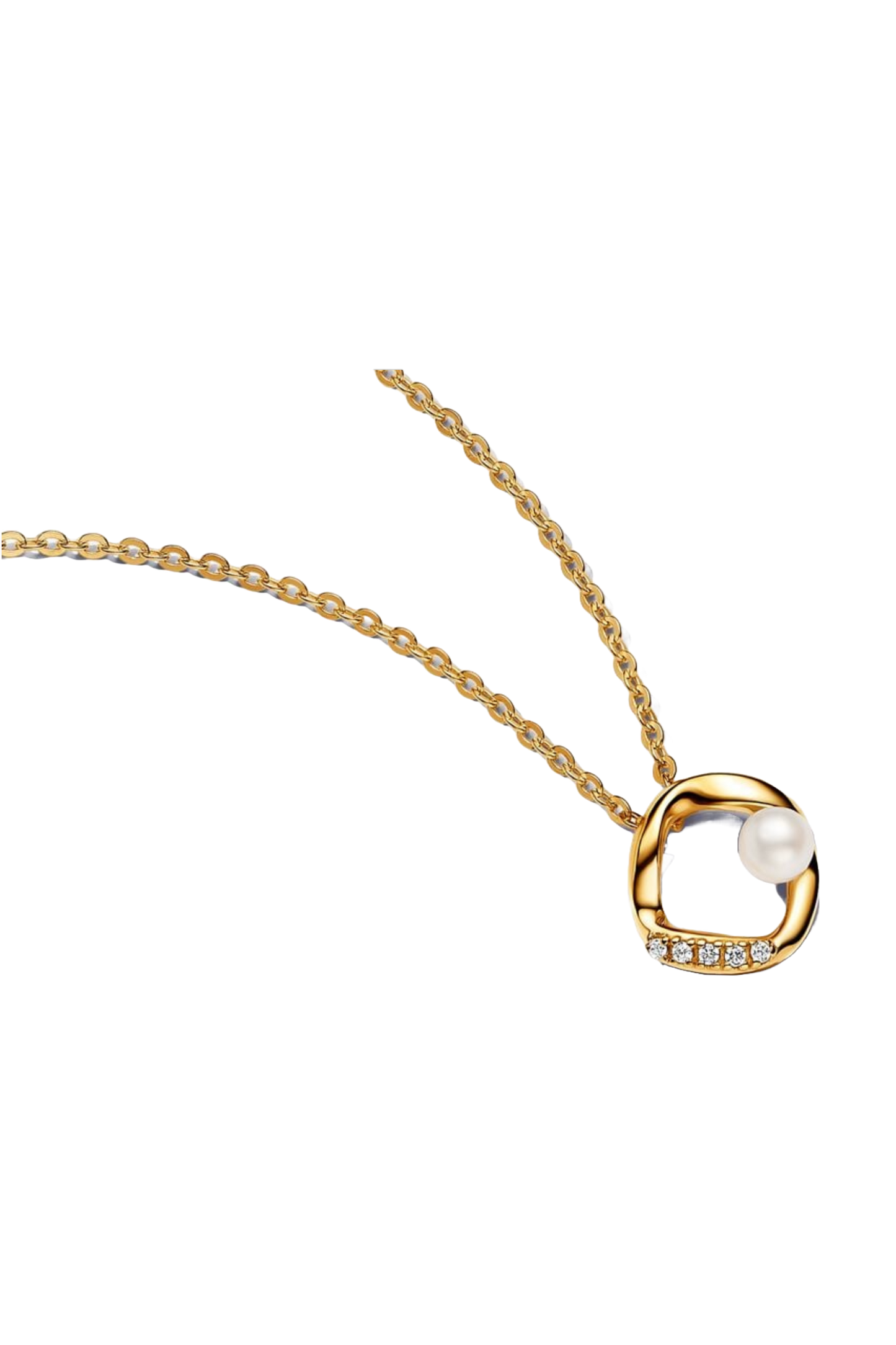 Organically Shaped Pavé Circle & Treated Freshwater Cultured Pearl Collier Necklace