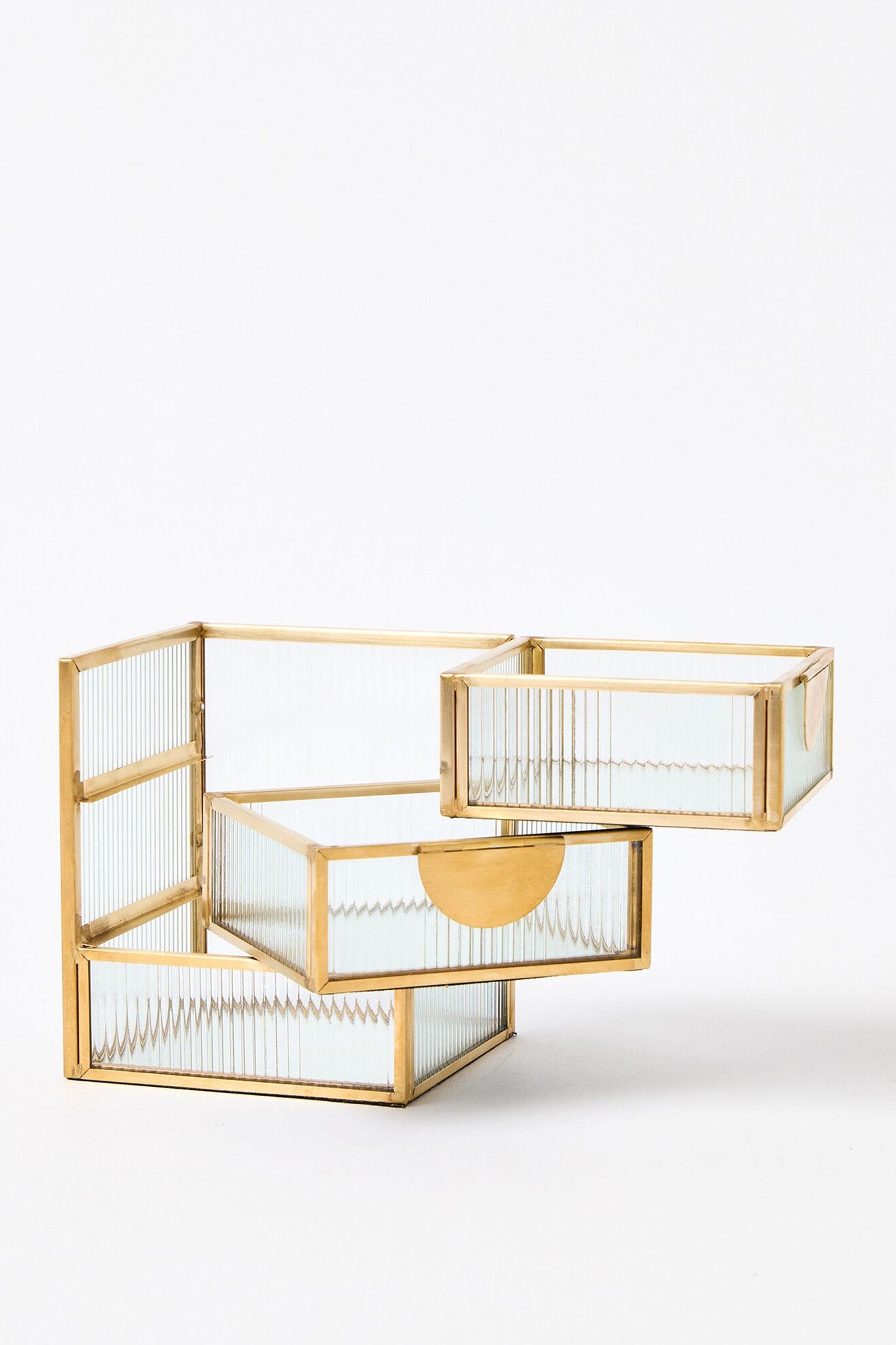 Glass & Gold Swivel Tiered Jewellery Box