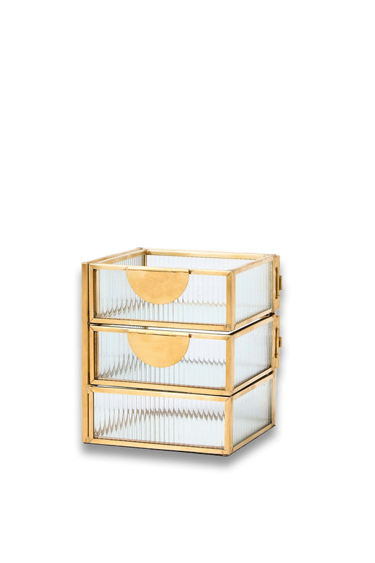 Glass & Gold Swivel Tiered Jewellery Box