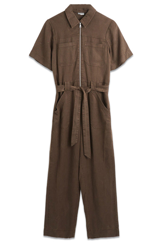 Olive Green Zip Through Jumpsuit