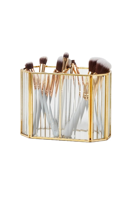 Loire Gold & Glass Double Brush Holder