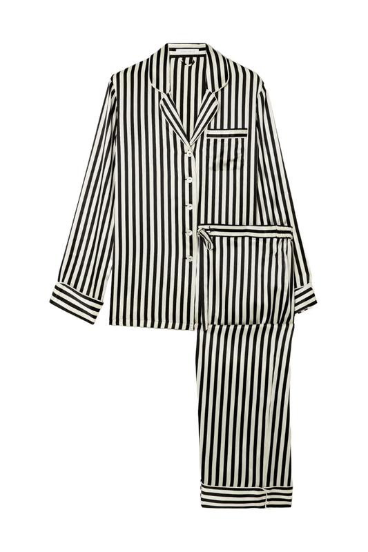 Lila Striped Silk-Satin Pajama Set