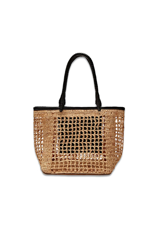 Open-Knit Raffia Mini Tote Bag