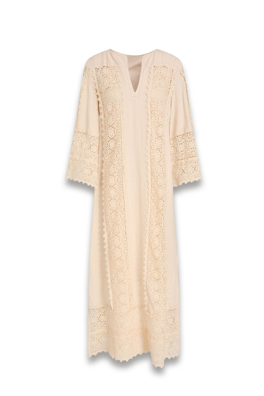 Delane Crochet-trimmed Linen and Cotton-blend Kaftan