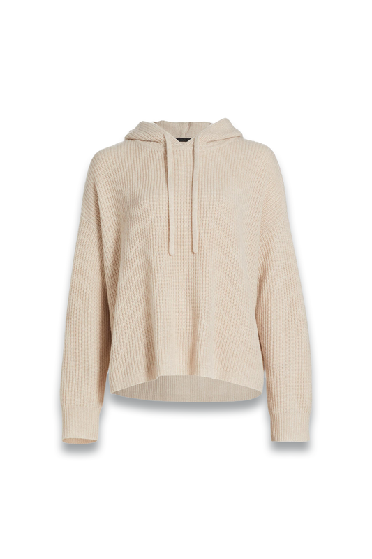 Ribbed Cashmere Fisherman Hoodie