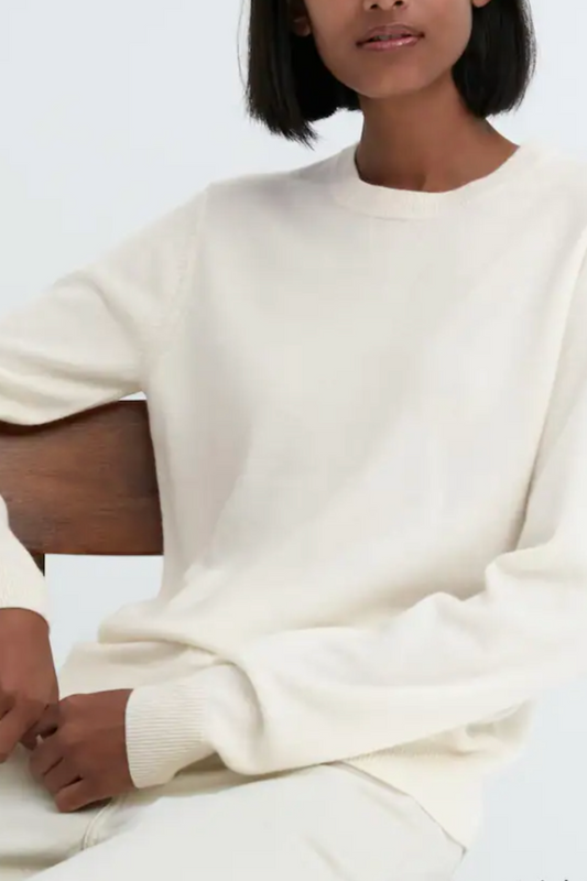 Off White 100% Cashmere Crew Neck Jumper