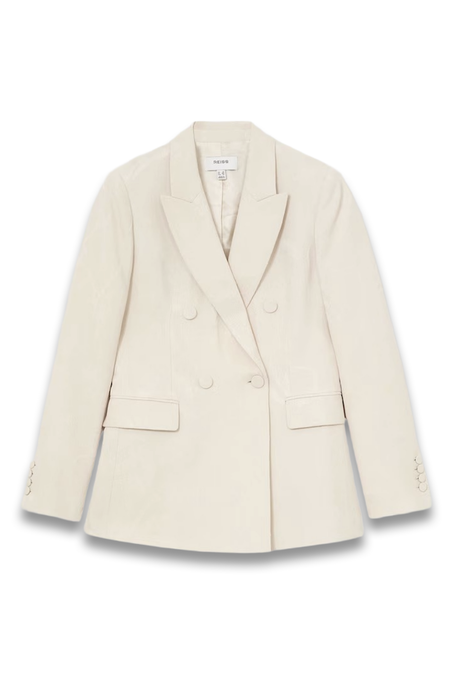 Ottie Jacquard Double-Breasted Suit Blazer in White